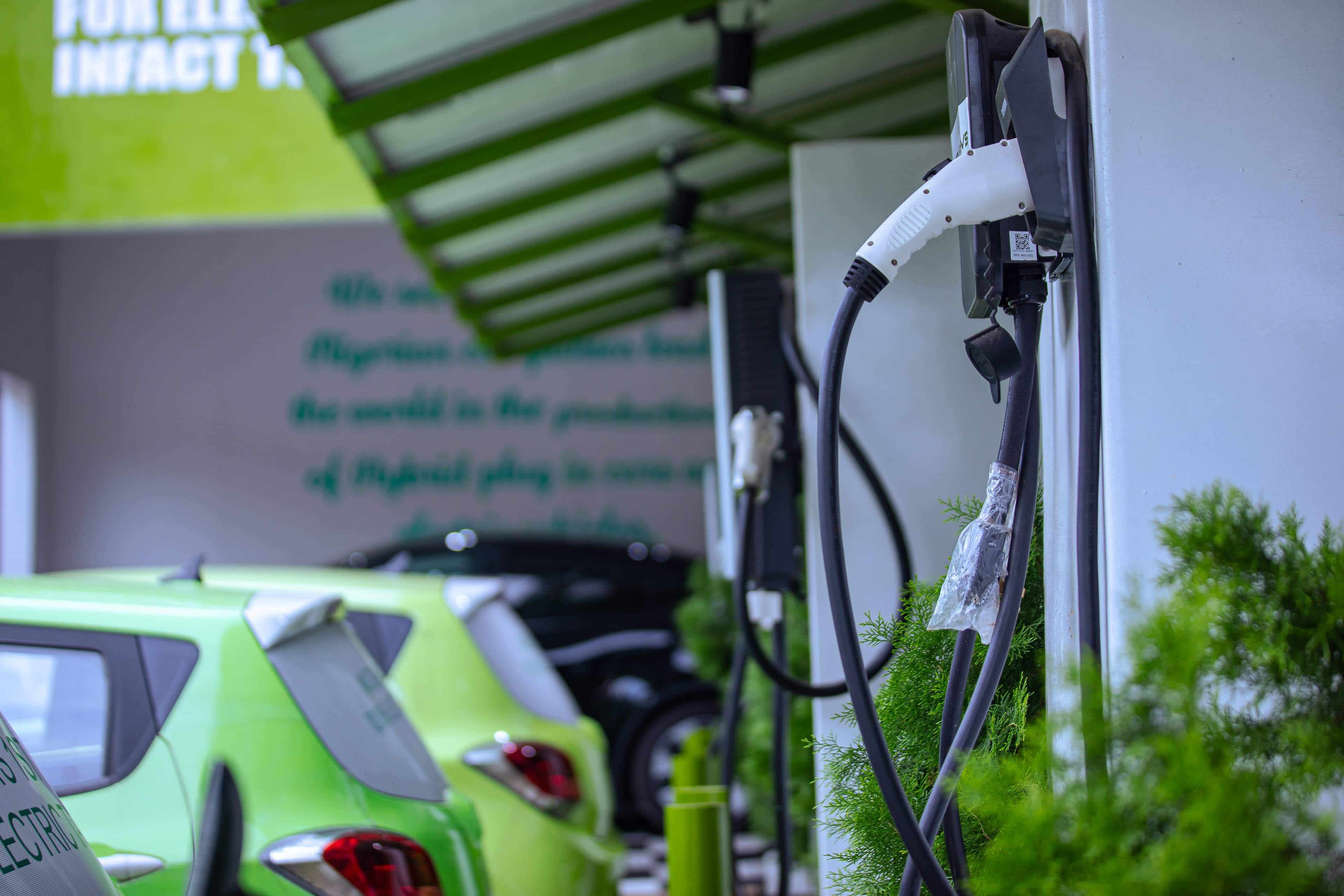 Wide view of Possible EVS charging depot with multiple buses charging